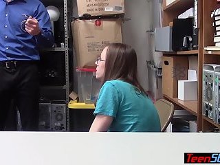 Petite teen jewelry thief fucked next to her nerd BF